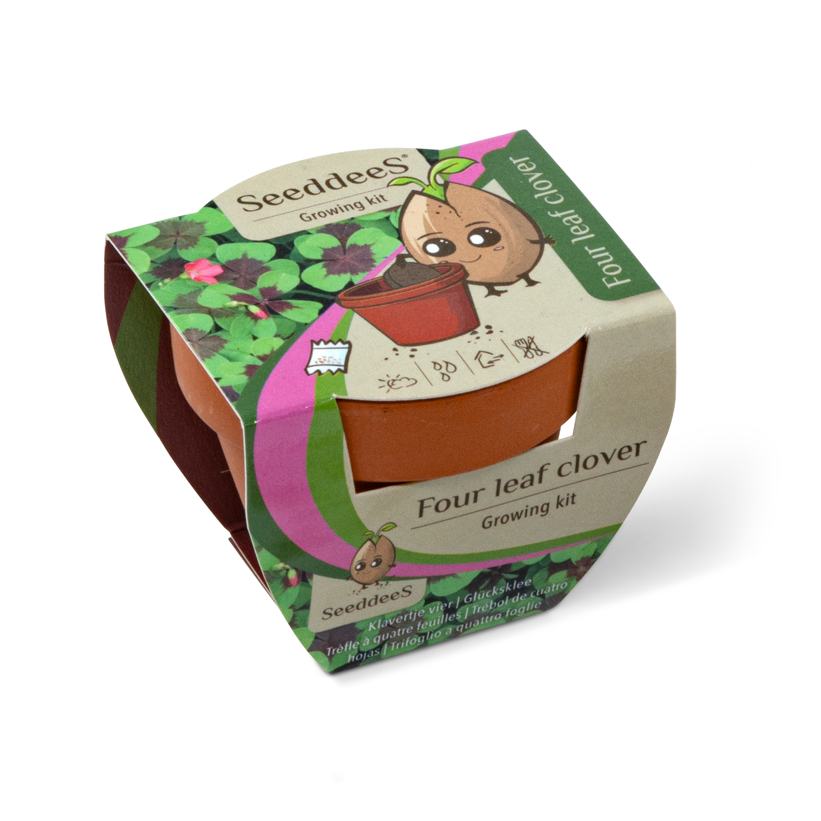 SeeddeeS kweekset terracotta pot - Klavertje vier